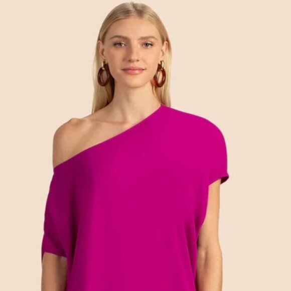 BNWT TED BAKER LONDON BRITLA DRAPED ASYMMETRIC TOP PURPLE - Picture 1 of 11